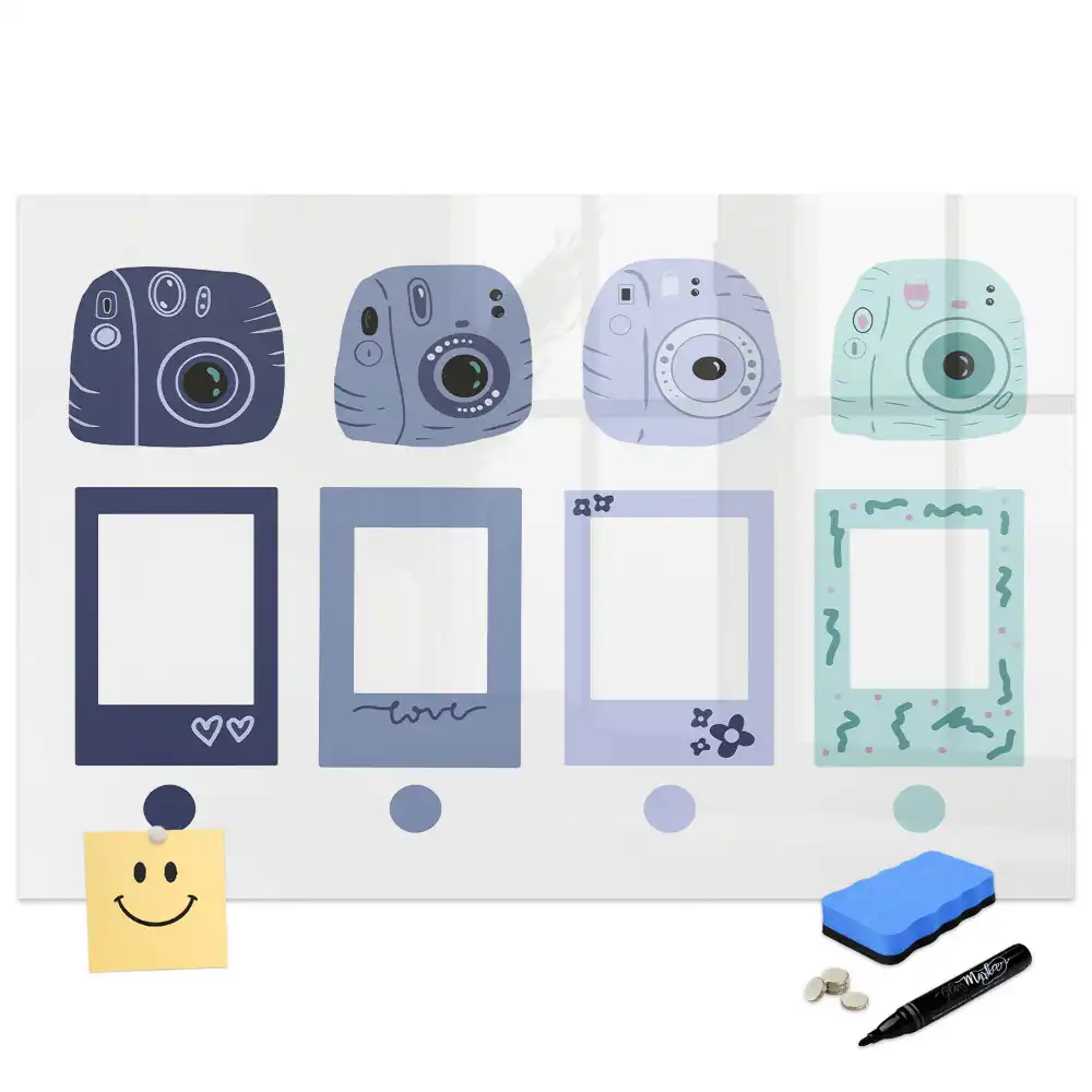 Tablă magnetică pentru magneți cu design în stil polaroid