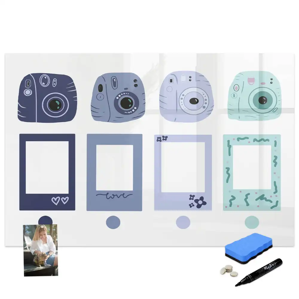 Tablă magnetică pentru magneți cu design în stil polaroid