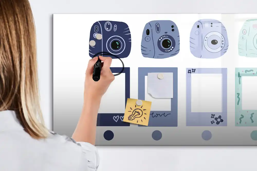 Tablă magnetică pentru magneți cu design în stil polaroid