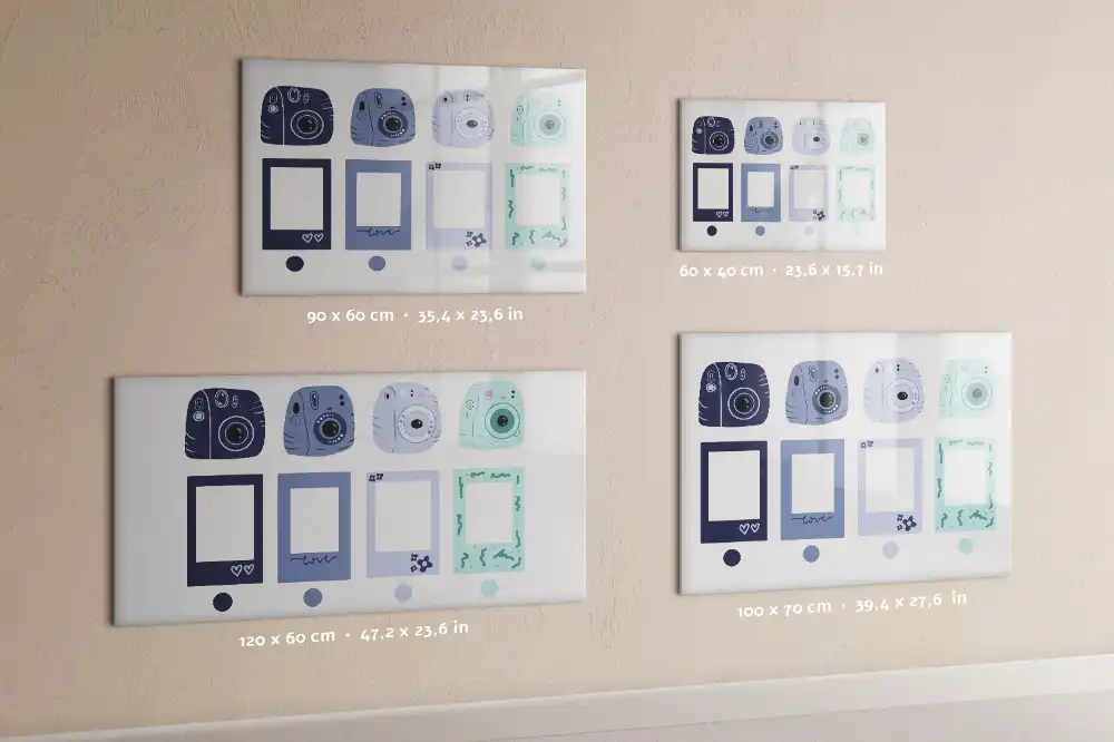 Tablă magnetică pentru magneți cu design în stil polaroid