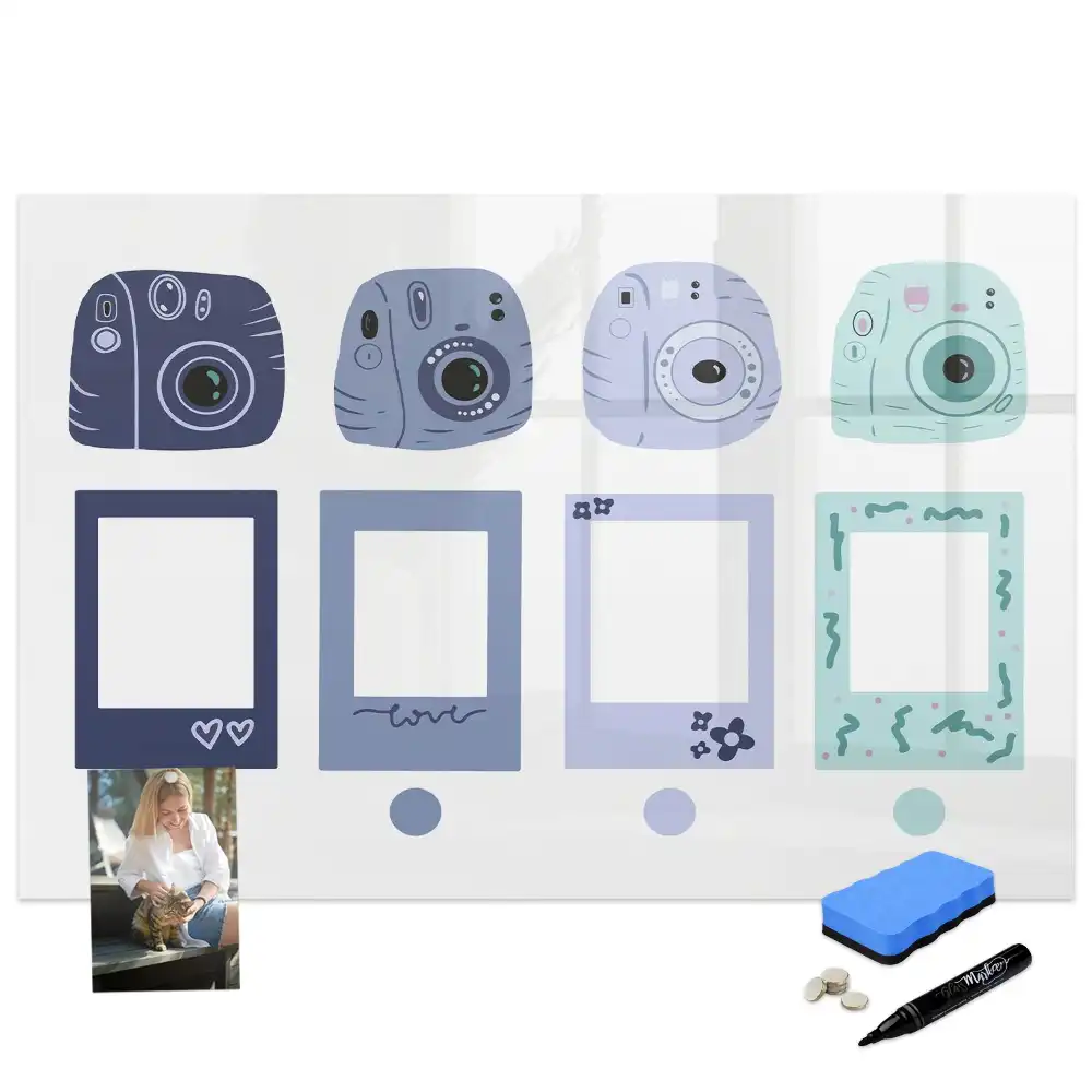 Tablă magnetică pentru magneți cu design în stil polaroid