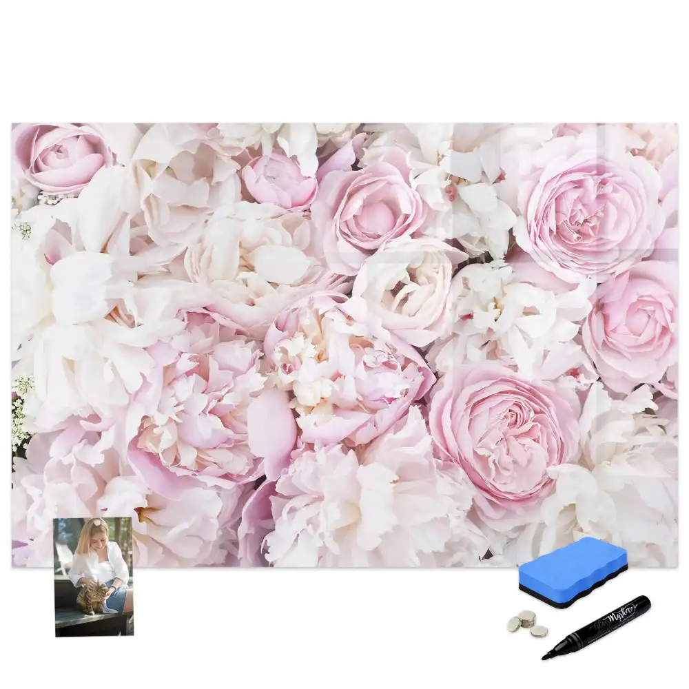 Tablă magnetică cu marker și design decorativ cu crenguțe florale