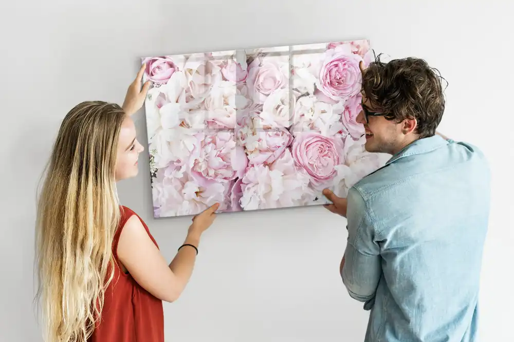Tablă magnetică cu marker și design decorativ cu crenguțe florale