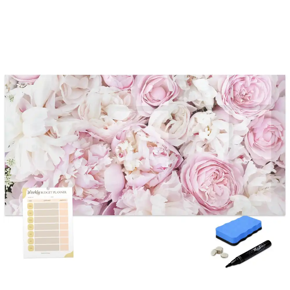 Tablă magnetică cu marker și design decorativ cu crenguțe florale