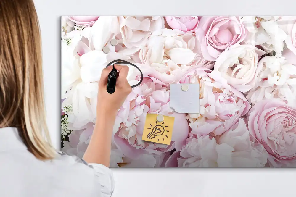Tablă magnetică cu marker și design decorativ cu crenguțe florale