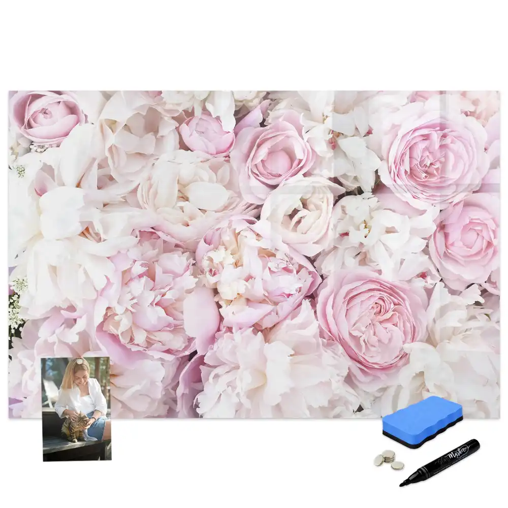 Tablă magnetică cu marker și design decorativ cu crenguțe florale