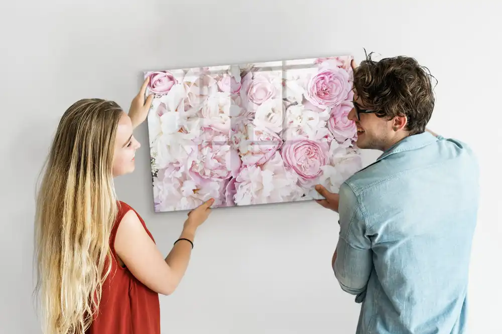 Tablă magnetică cu marker și design decorativ cu crenguțe florale