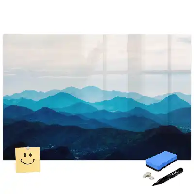 Tablă magnetică cu design de vedere montană în acuarelă
