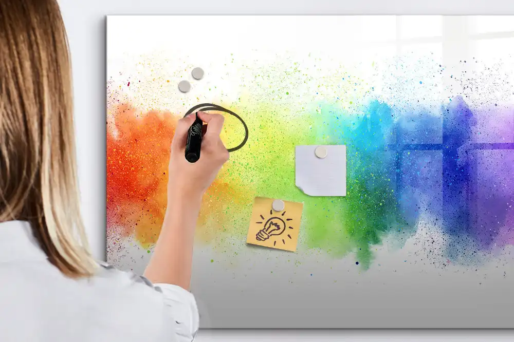 Tablă magnetică pentru marker cu design abstract curcubeu