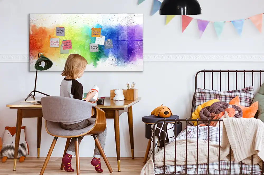 Tablă magnetică pentru marker cu design abstract curcubeu