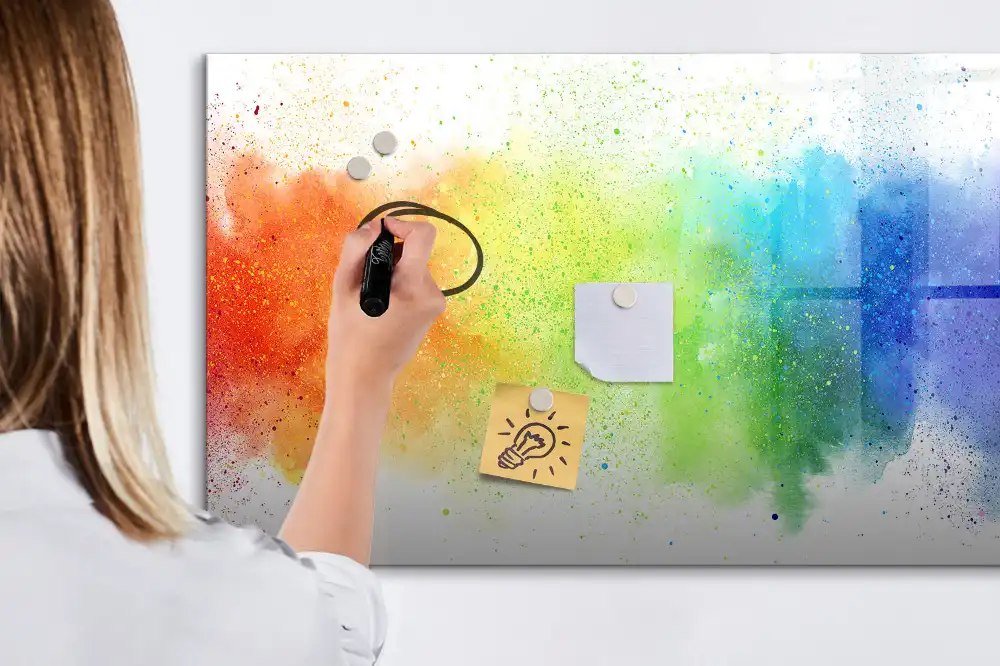 Tablă magnetică pentru marker cu design abstract curcubeu