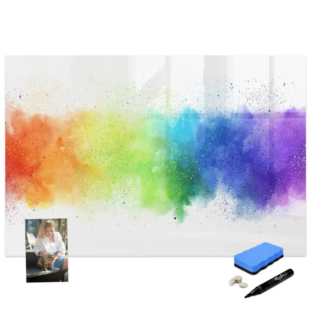 Tablă magnetică pentru marker cu design abstract curcubeu