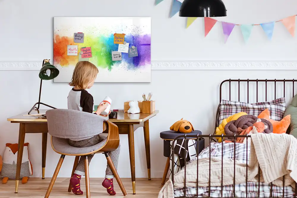 Tablă magnetică pentru marker cu design abstract curcubeu