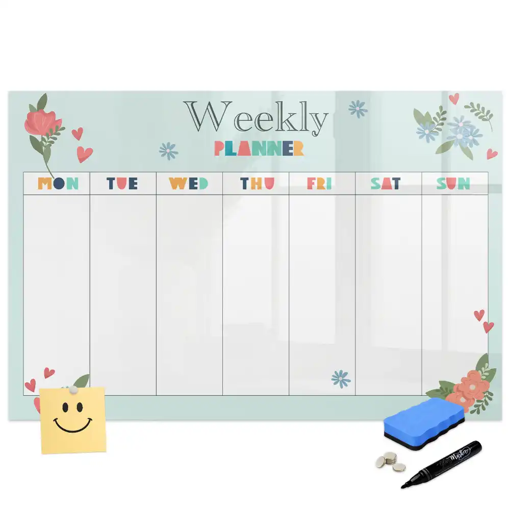 Tablă magnetică cu marker pentru planificare săptămânală