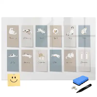 Tablă magnetică pentru calendar cu model cu pisici