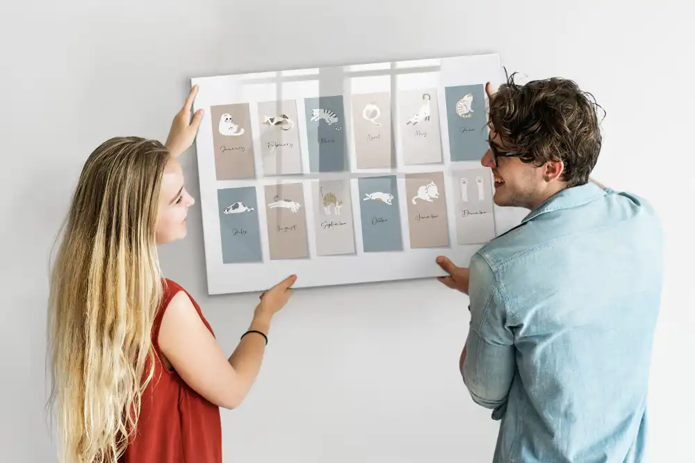 Tablă magnetică pentru calendar cu model cu pisici