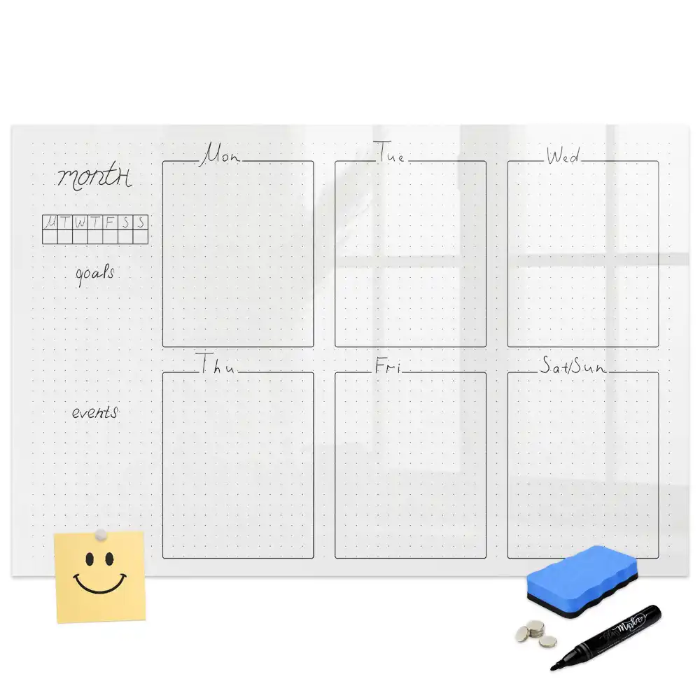 Tablă magnetică cu marker pentru planificarea săptămânală a sarcinilor