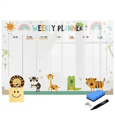 Tablă magnetică săptămânală pentru copii cu design cu animale