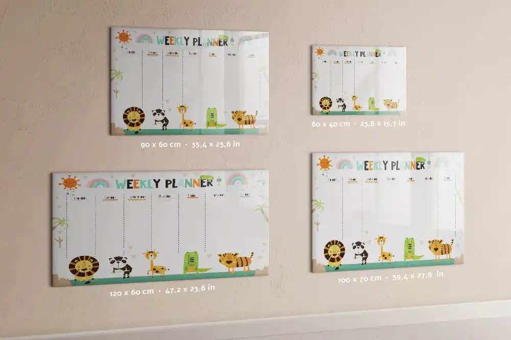 Tablă magnetică săptămânală pentru copii cu design cu animale