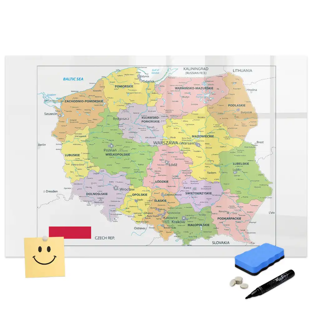 Tablă magnetică cu conturul granițelor Poloniei