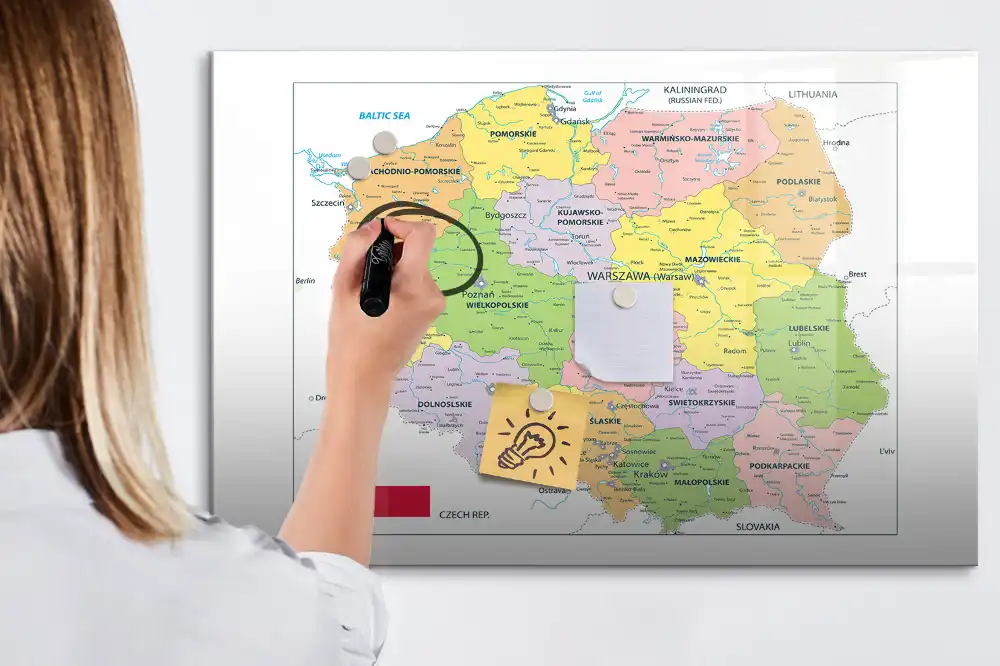 Tablă magnetică cu conturul granițelor Poloniei
