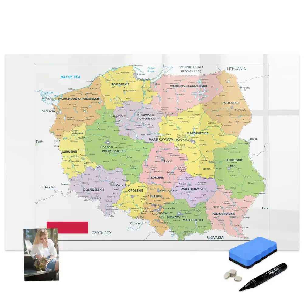 Tablă magnetică cu conturul granițelor Poloniei