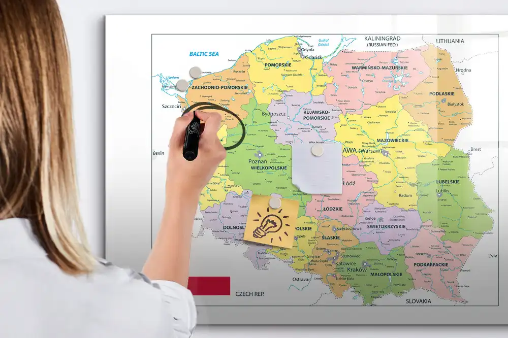 Tablă magnetică cu conturul granițelor Poloniei