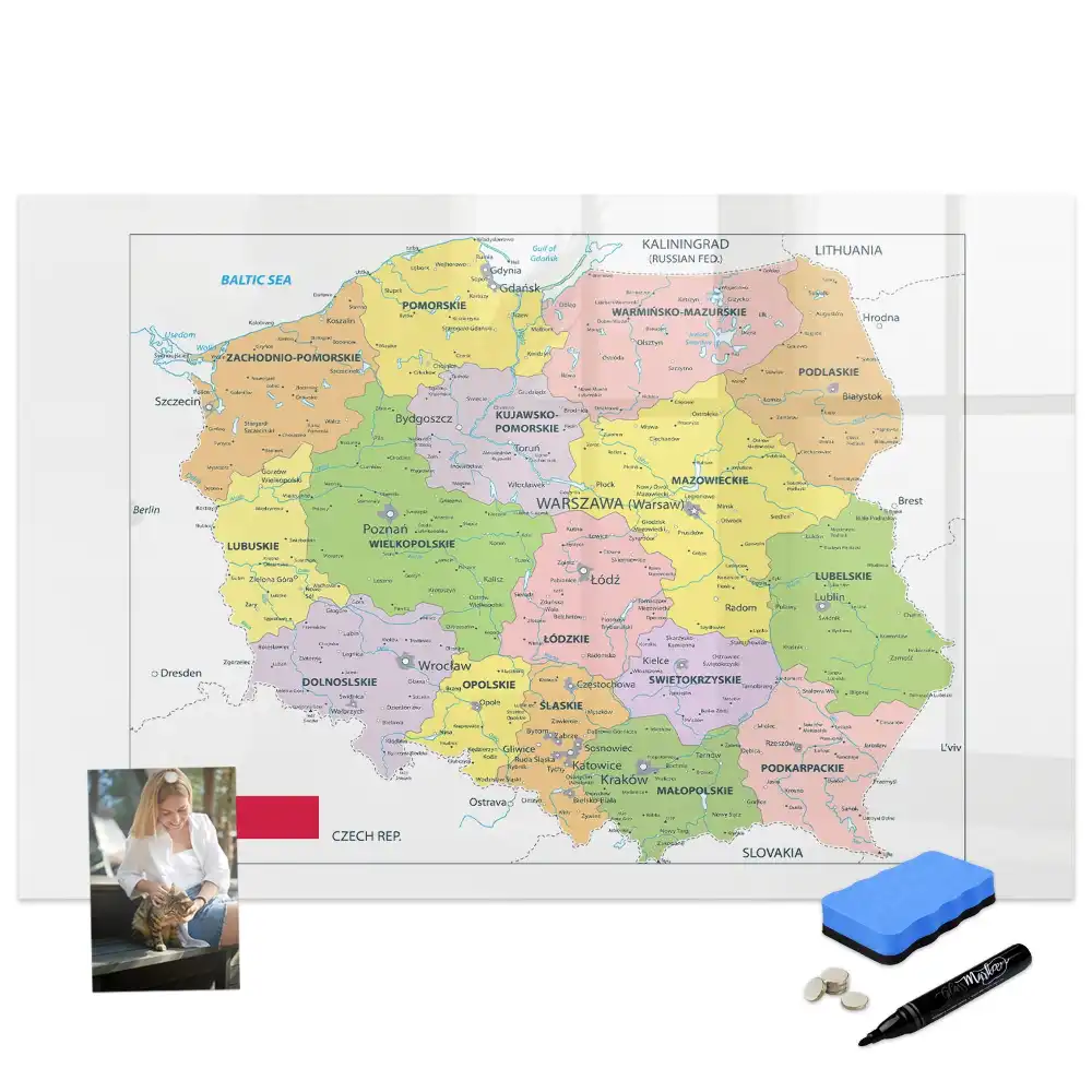 Tablă magnetică cu conturul granițelor Poloniei