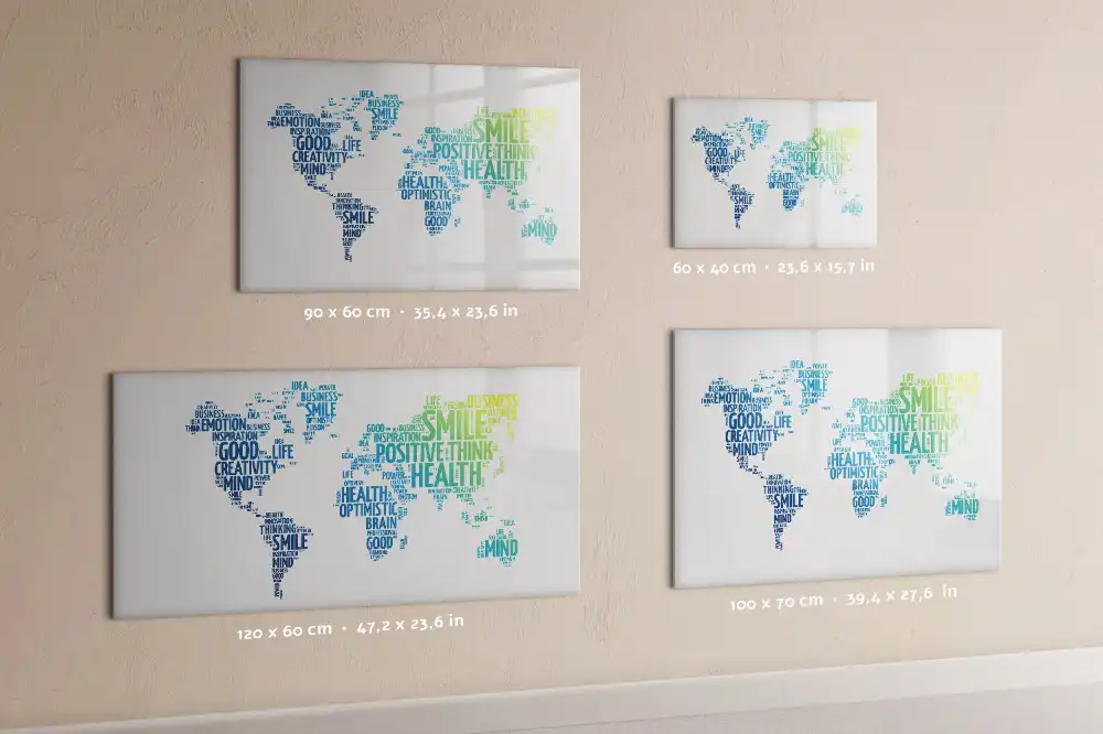 Tablă magnetică cu marker și design hartă cu mesaje inspiraționale