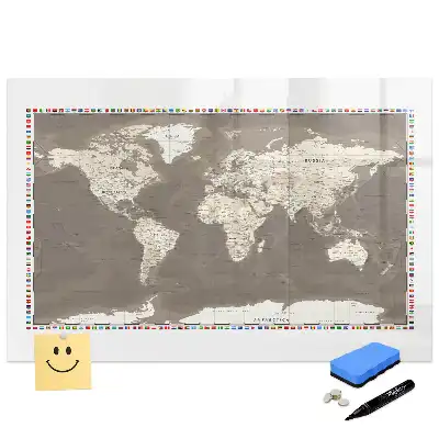 Tablă cu marker Continentele Pământului maro