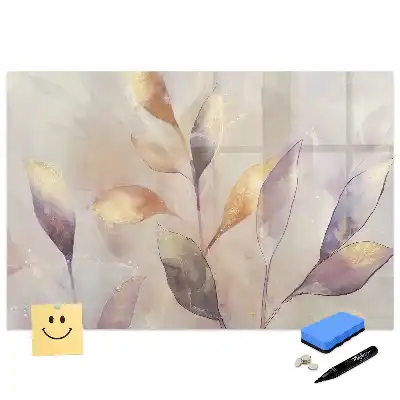 Tablă magnetică cu model de plante pictate în acuarelă