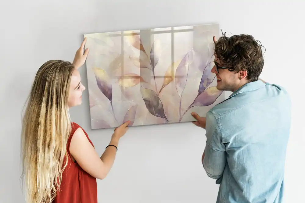 Tablă magnetică cu model de plante pictate în acuarelă