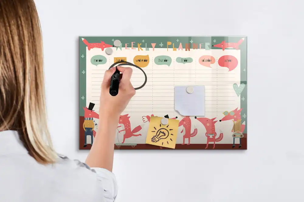 Tablă magnetică pentru programul săptămânal al copiilor
