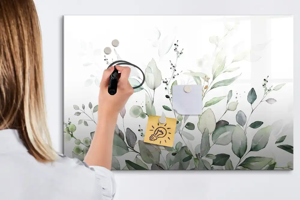 Tablă magnetică pentru marker cu design cu frunze verzi