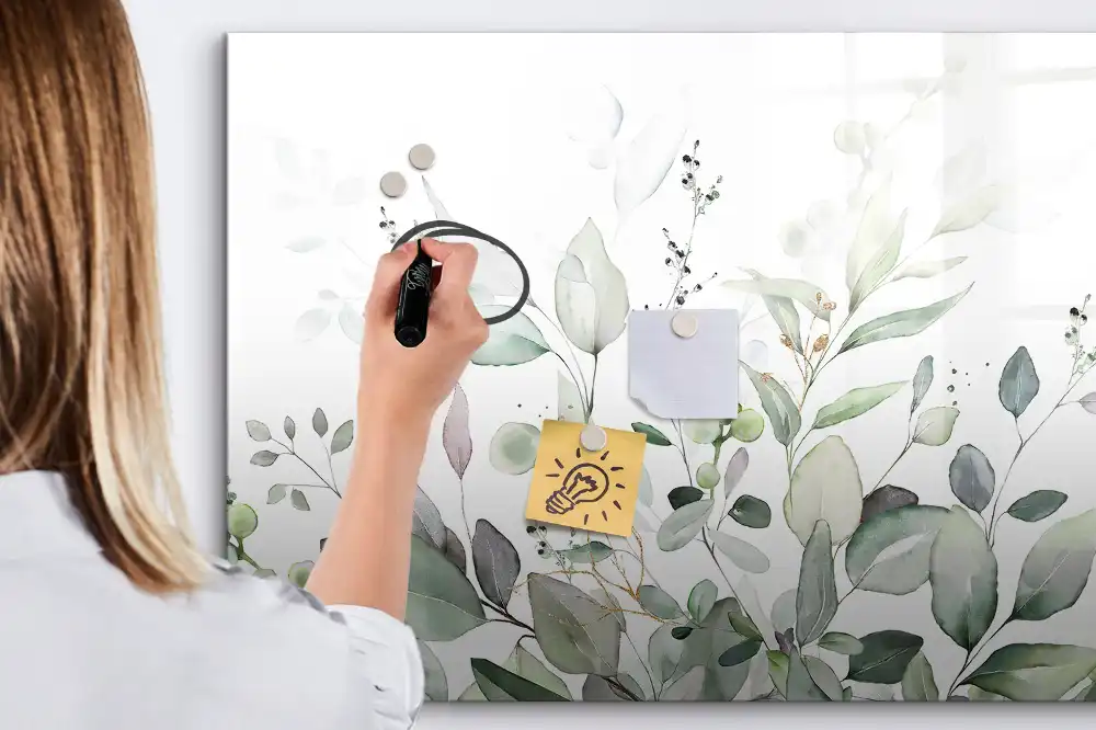 Tablă magnetică pentru marker cu design cu frunze verzi