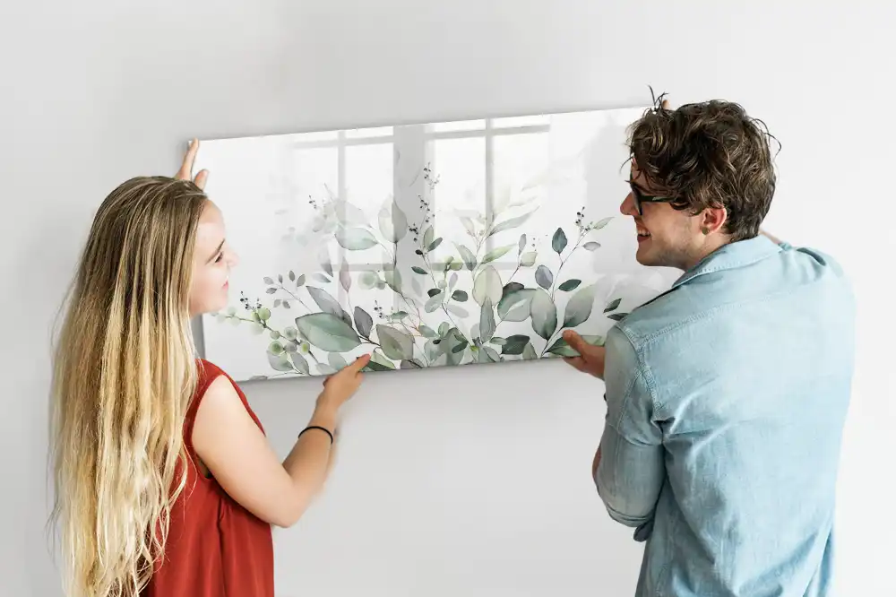 Tablă magnetică pentru marker cu design cu frunze verzi