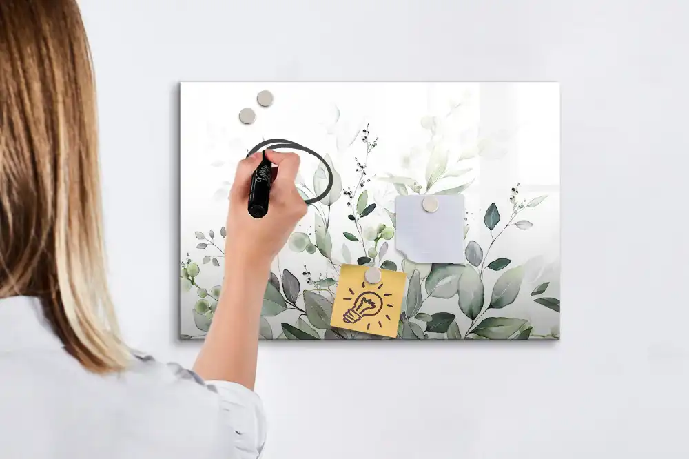 Tablă magnetică pentru marker cu design cu frunze verzi