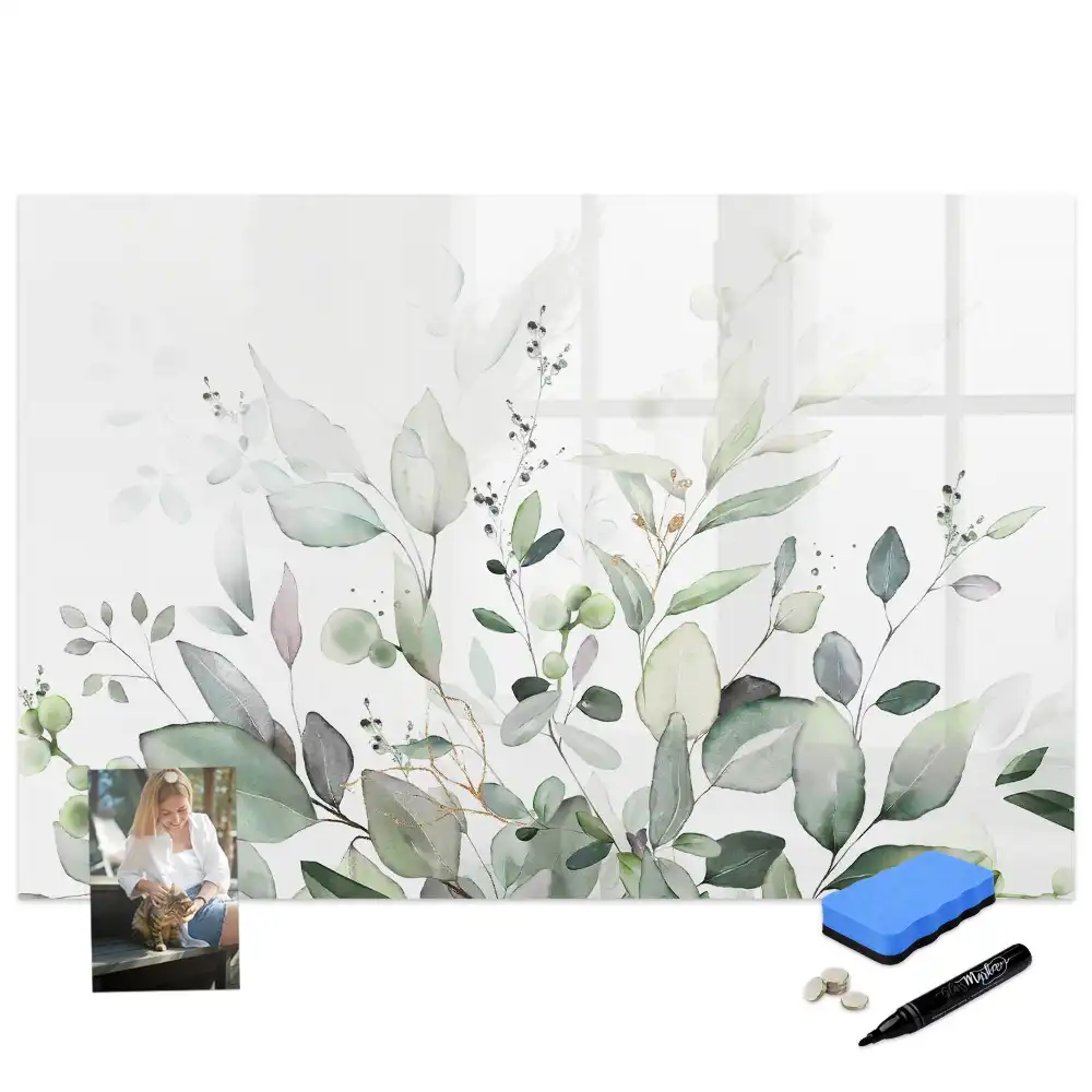 Tablă magnetică pentru marker cu design cu frunze verzi