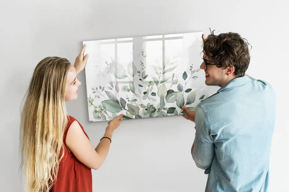 Tablă magnetică pentru marker cu design cu frunze verzi