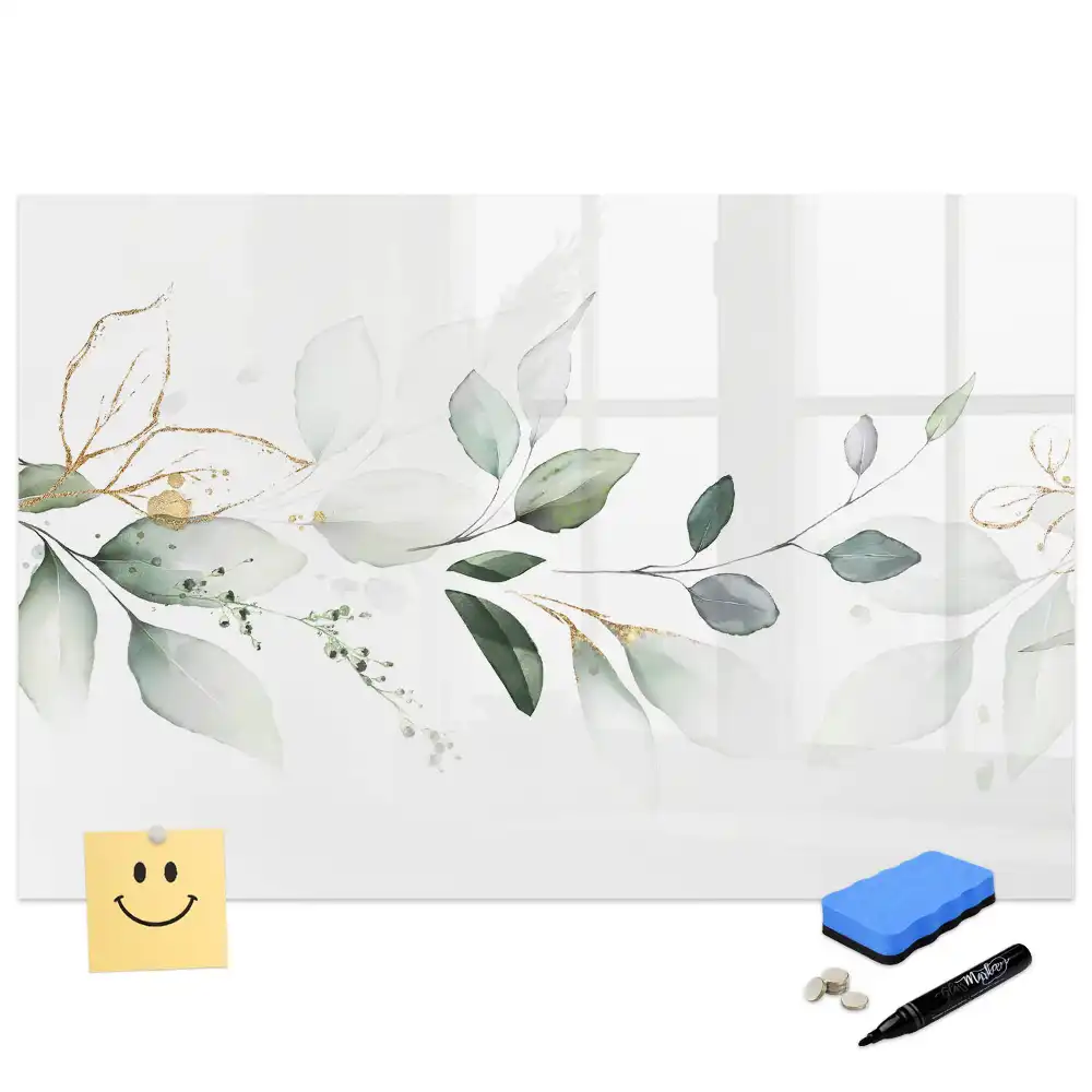 Tablă magnetică cu model botanic abstract cu frunze