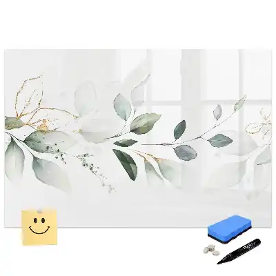 Tablă magnetică cu model botanic abstract cu frunze