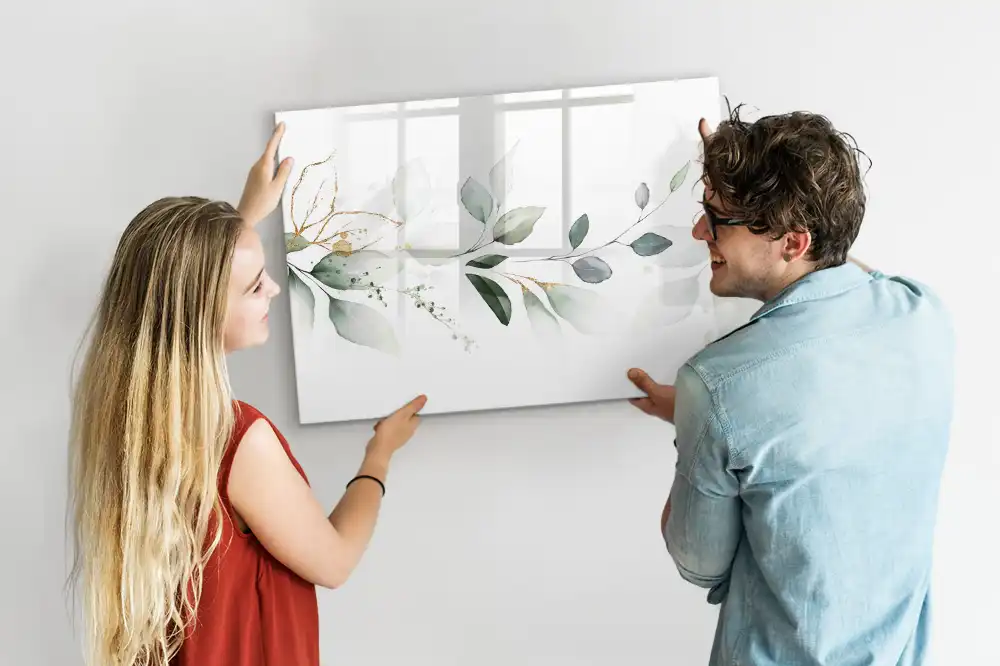 Tablă magnetică cu model botanic abstract cu frunze