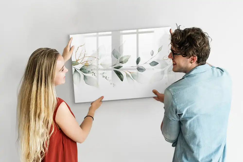 Tablă magnetică cu model botanic abstract cu frunze