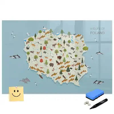 Tablă magnetică cu hartă și animale pentru copii