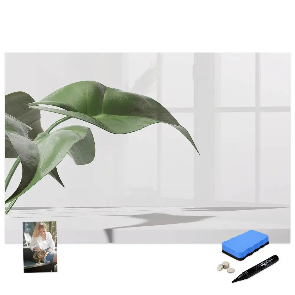 Tablă magnetică cu design abstract de crenguțe și frunze