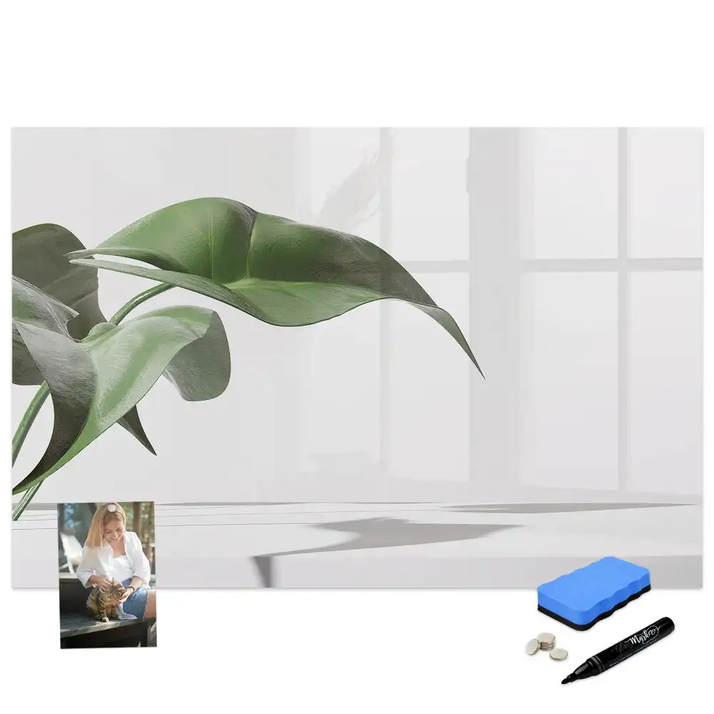 Tablă magnetică cu design abstract de crenguțe și frunze