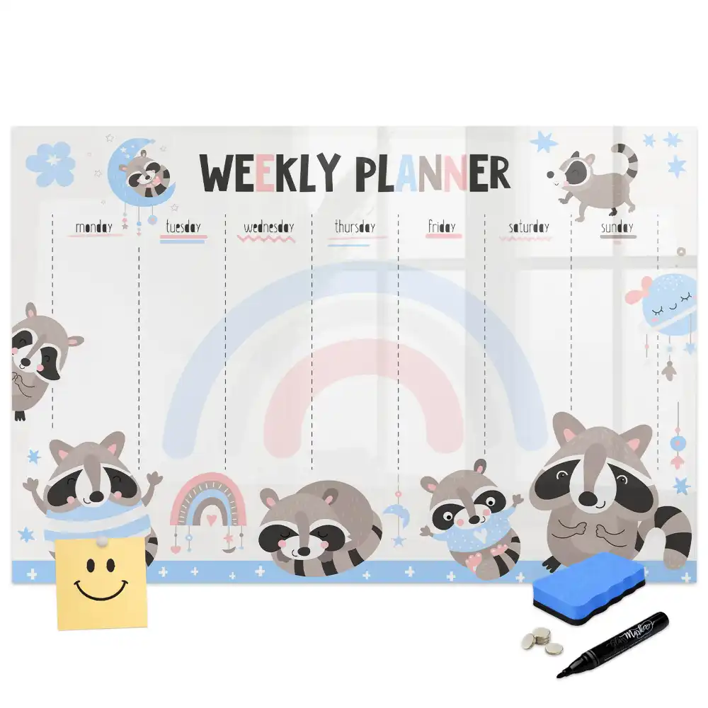 Tablă magnetică pentru copii cu calendar săptămânal