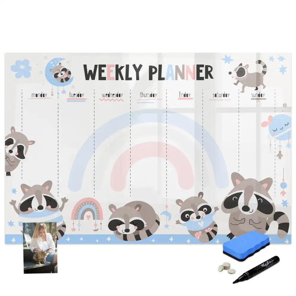 Tablă magnetică pentru copii cu calendar săptămânal