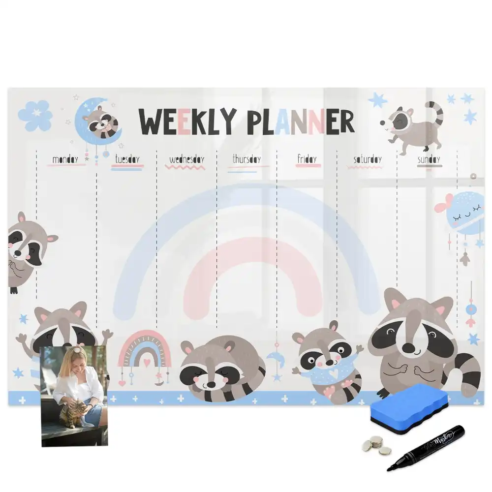 Tablă magnetică pentru copii cu calendar săptămânal