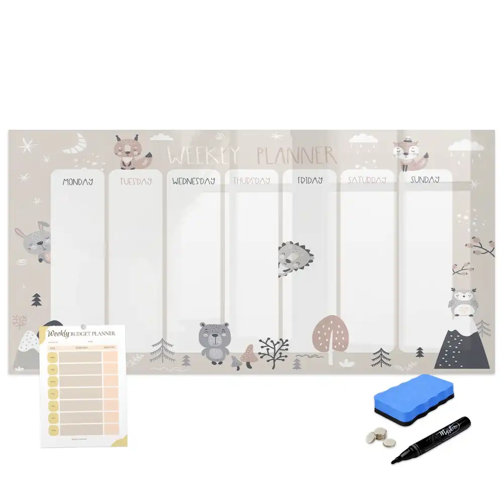 Tablă magnetică de scris cu organizator și model cu animale